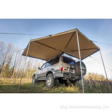 Retracted Car Rooftop Side Awning Shade